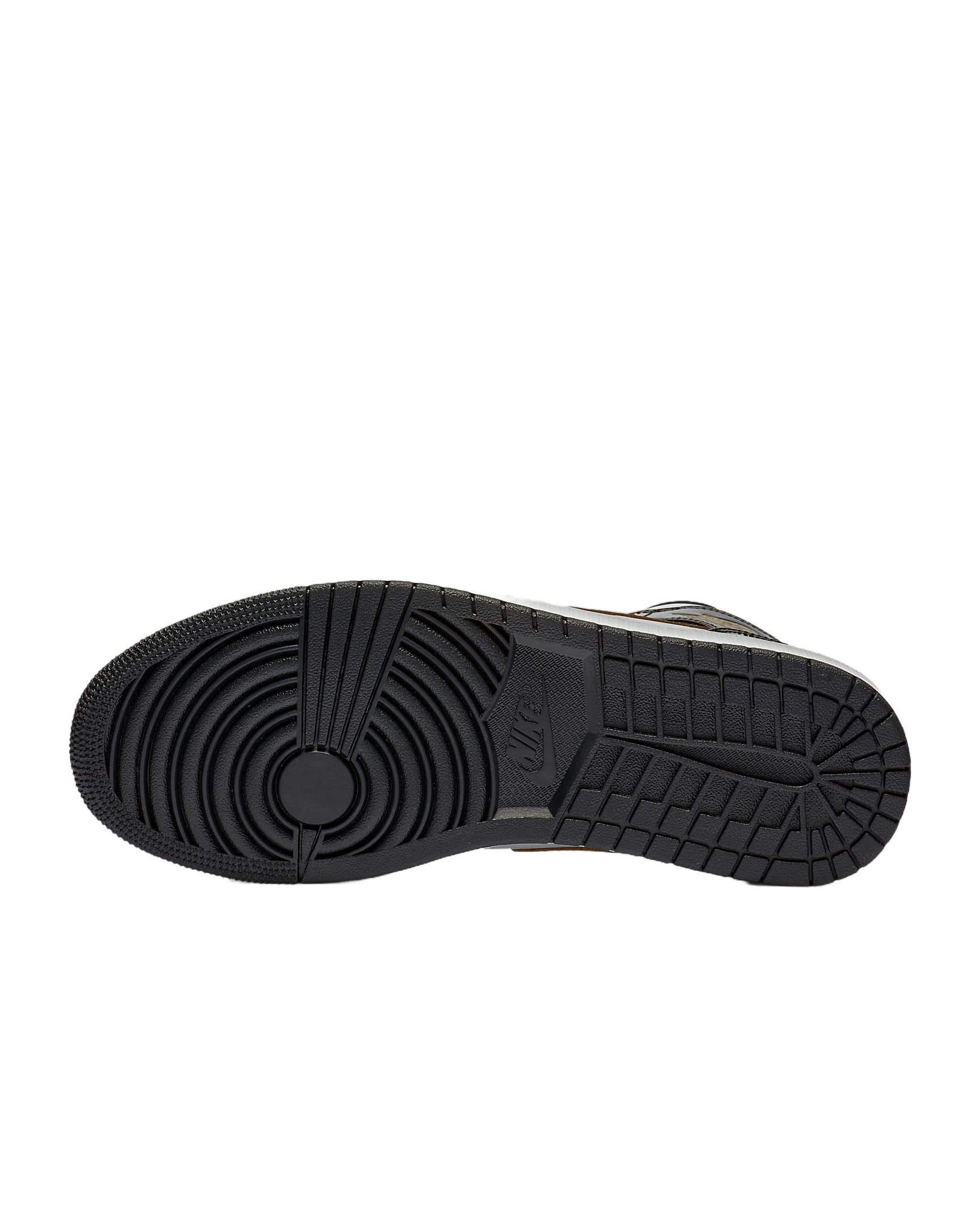 Air Jordan 1 Mid Patent Black White Gold
