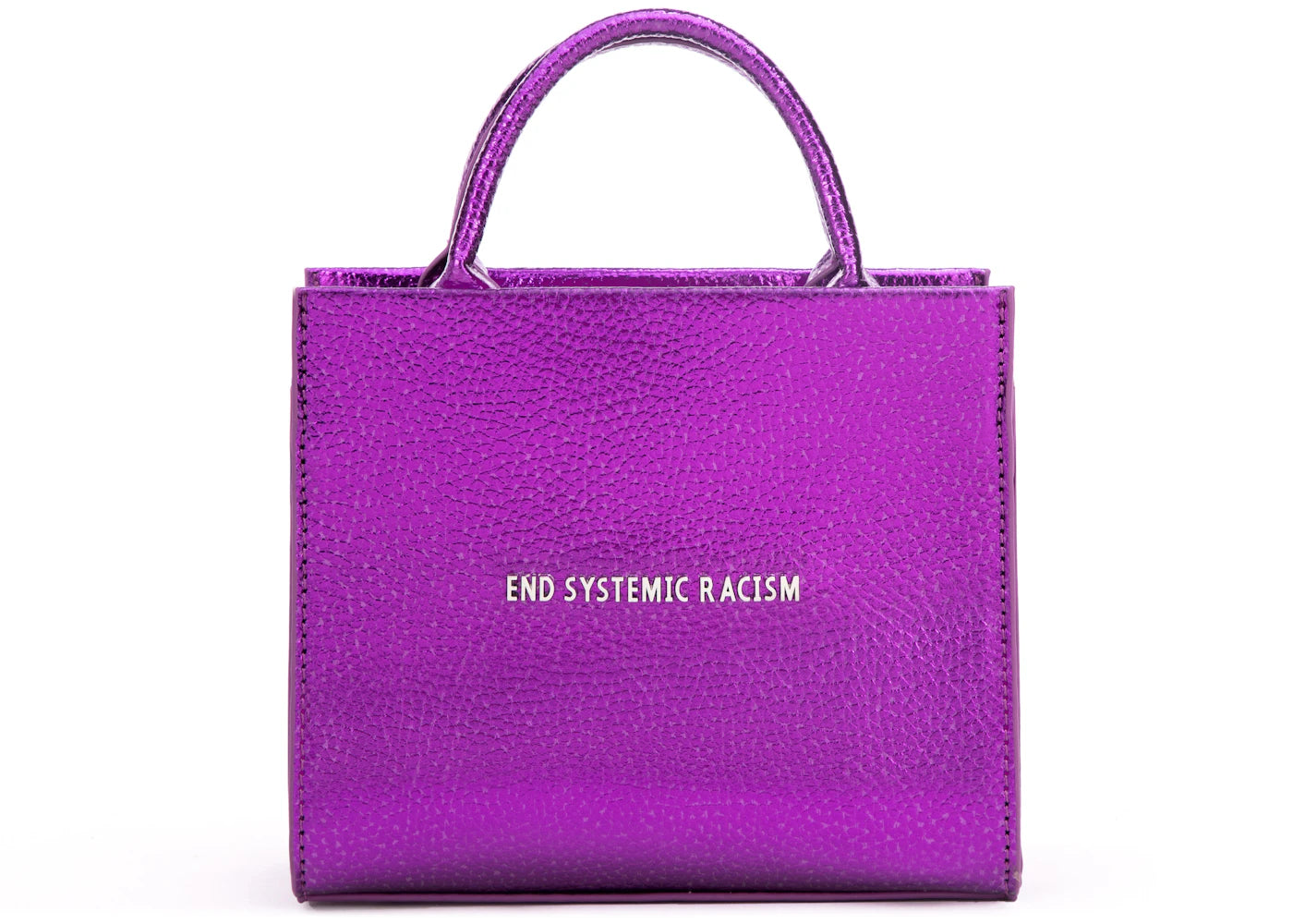 Brandon Blackwood InchEnd Systemic Racism Inch ESR Tote Cuir Vegan Violet Métallisé