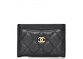 Chanel Classic Card Holder Quilted Caviar Gold-tone Black