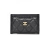 Chanel Classic Card Holder Quilted Caviar Gold-tone Black