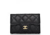 Chanel Card Holder Quilted Caviar Gold-tone Black