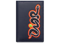 Dior x KAWS Vertical Bifold Card Holder Navy Blue Grained Calfskin