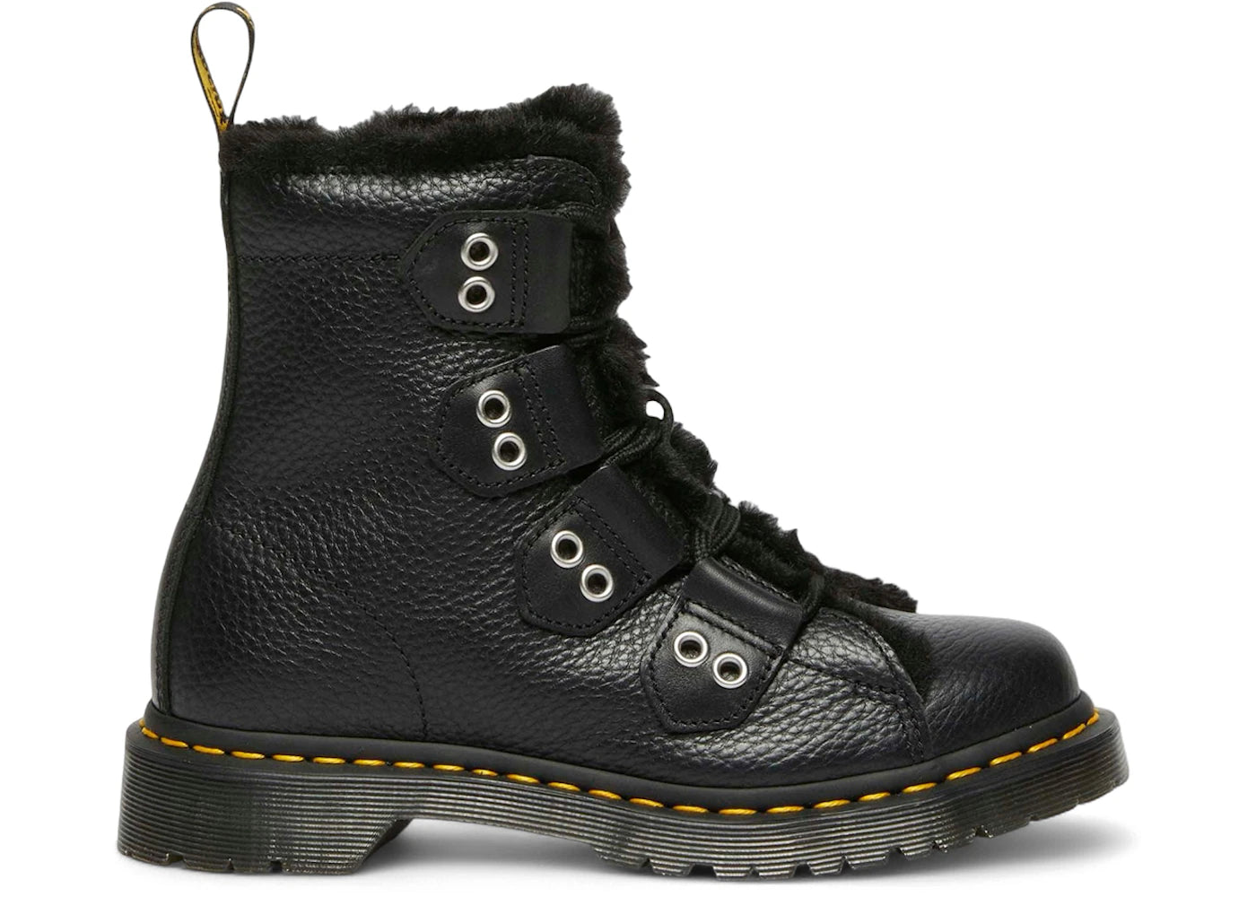 Dr. Martens 1460 Faux Fur Lined Leather Lace Up Boots Black