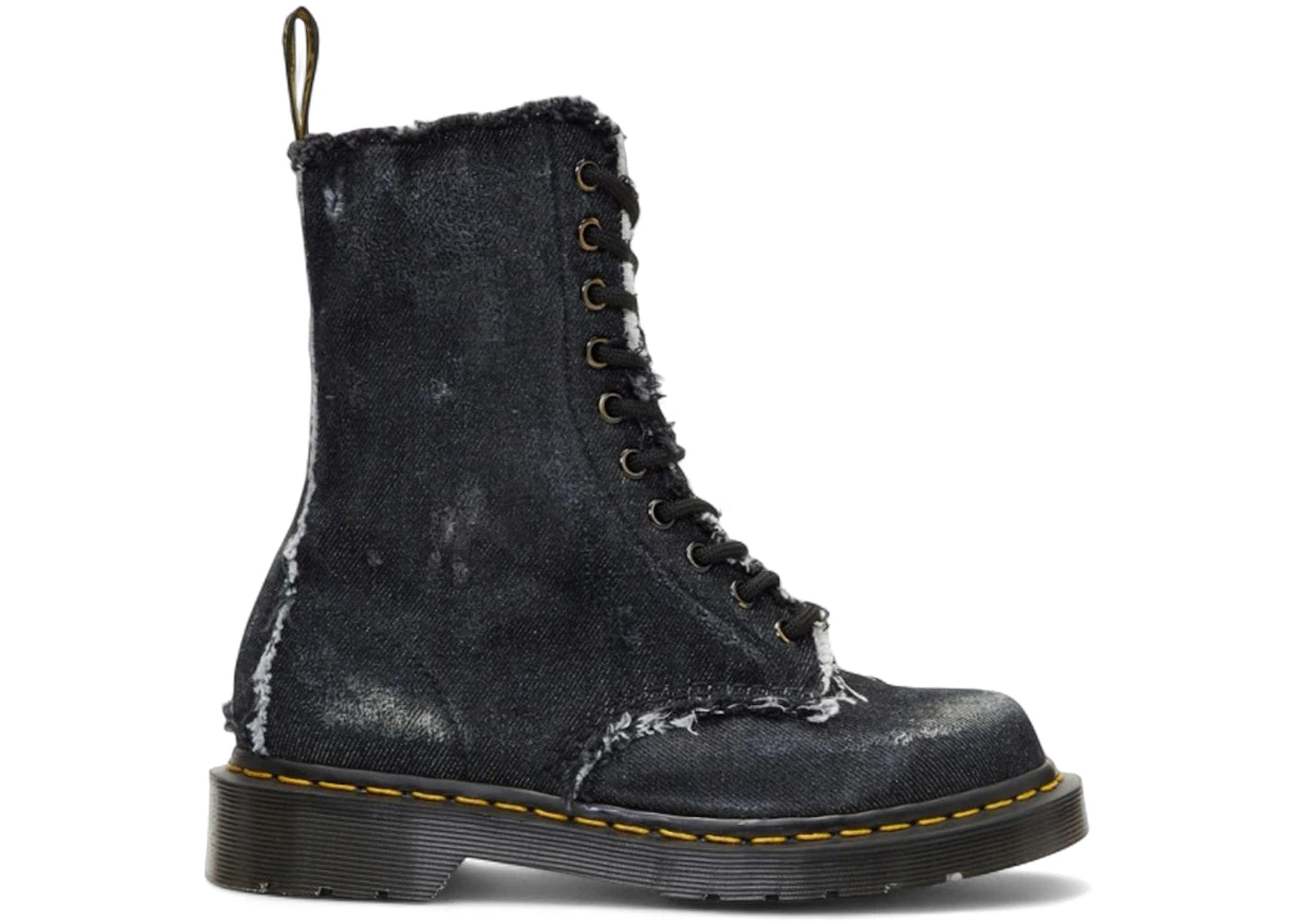 Dr. Martens 1490 Bottes Noir Délavé en Jean Écru