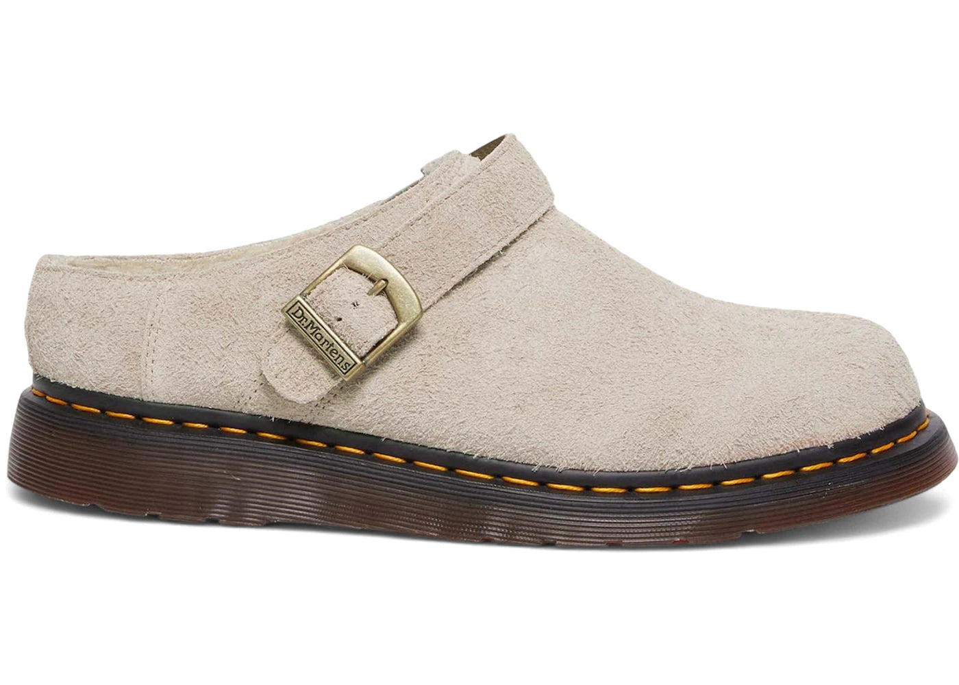 Dr. Martens Isham Slingback-Pantoletten aus Wildleder mit Kunstfellfutter in Taupe