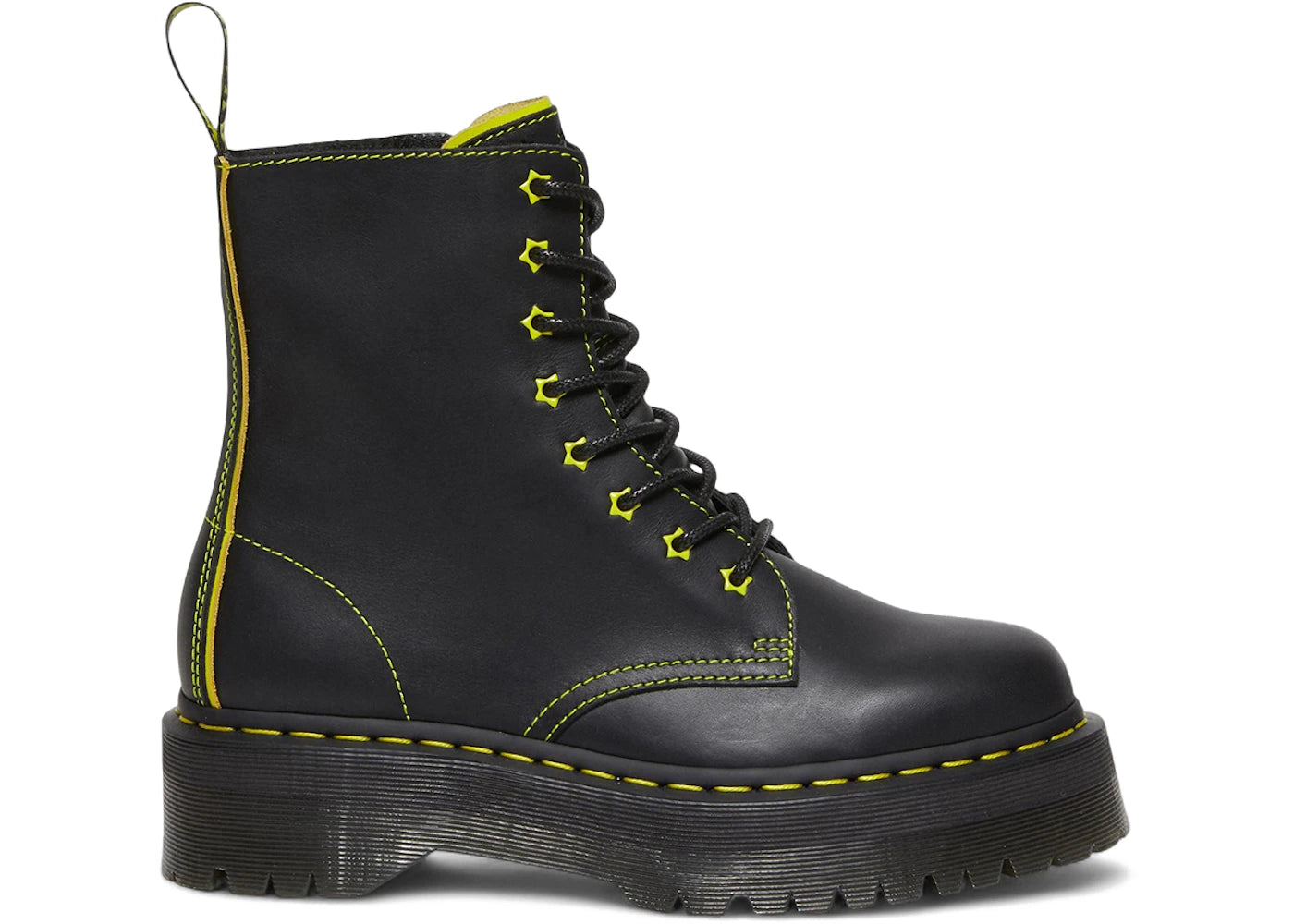 Dr. Martens Jadon II Leather Platform Star Boot Black Yellow