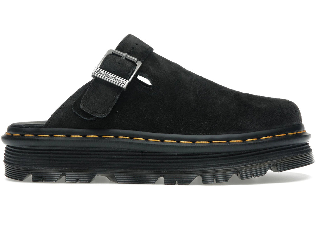 Dr. Martens Zebzag Wildleder-Slingback-Plateau-Pantolette Schwarz