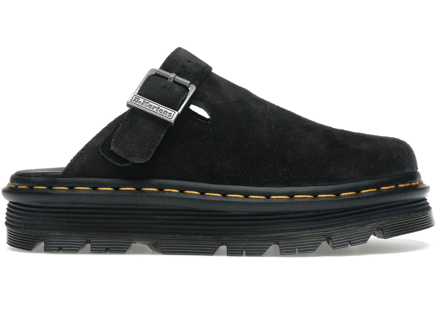 Dr. Martens Zebzag Wildleder-Slingback-Plateau-Pantolette Schwarz