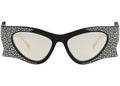 Gucci Lunettes de soleil œil-de-chat en acétate recyclé noir doré jaune