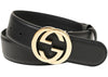 Gucci Gürtel mit ineinandergreifendem G-Logo, hellgoldfarben, schwarz