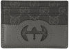 Gucci Interlocking GG Supreme Kartenetui mit Aussparungen, Schwarz/Grau