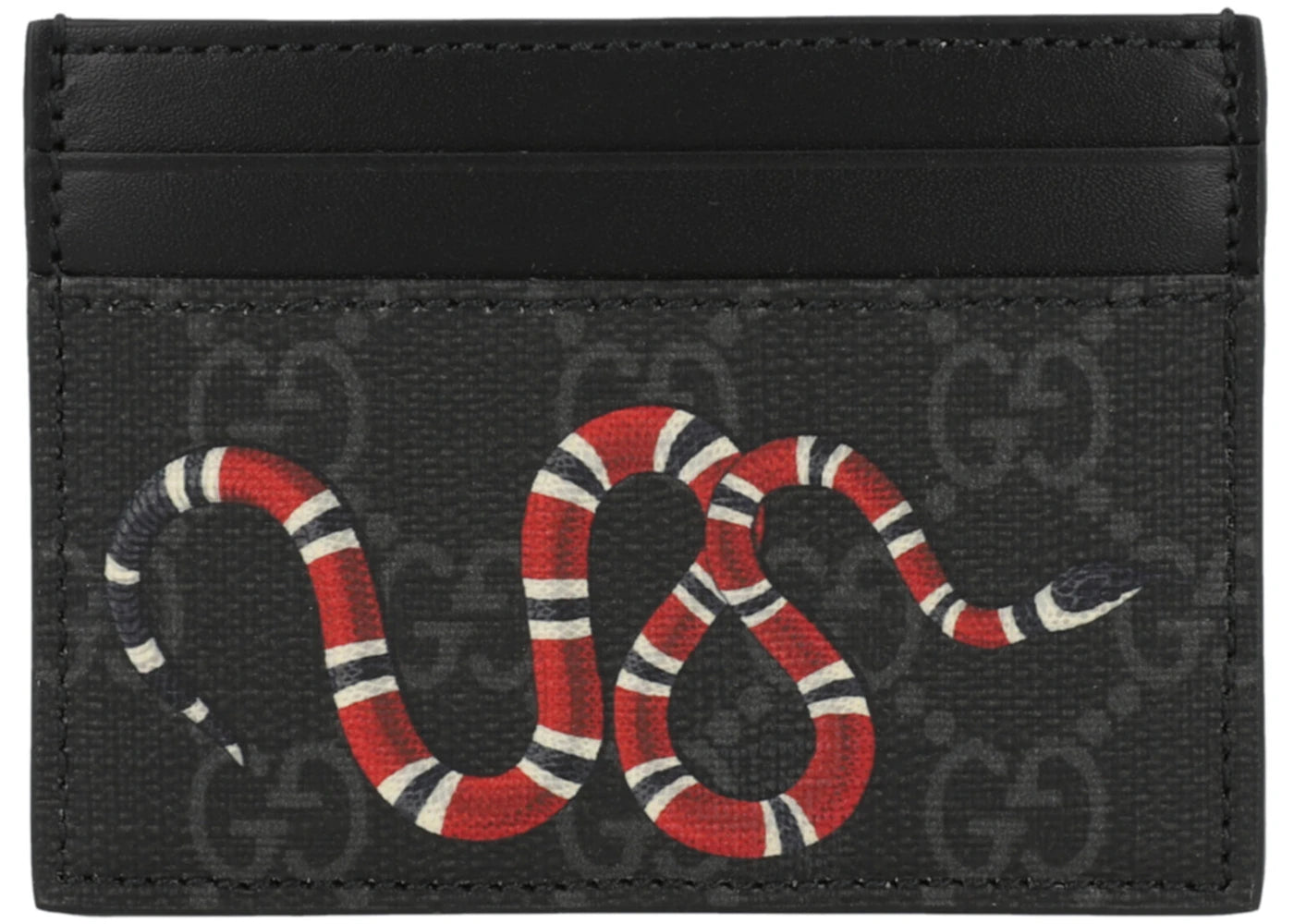Porte-cartes Gucci imprimé serpent Kingsnake GG Supreme noir/rouge
