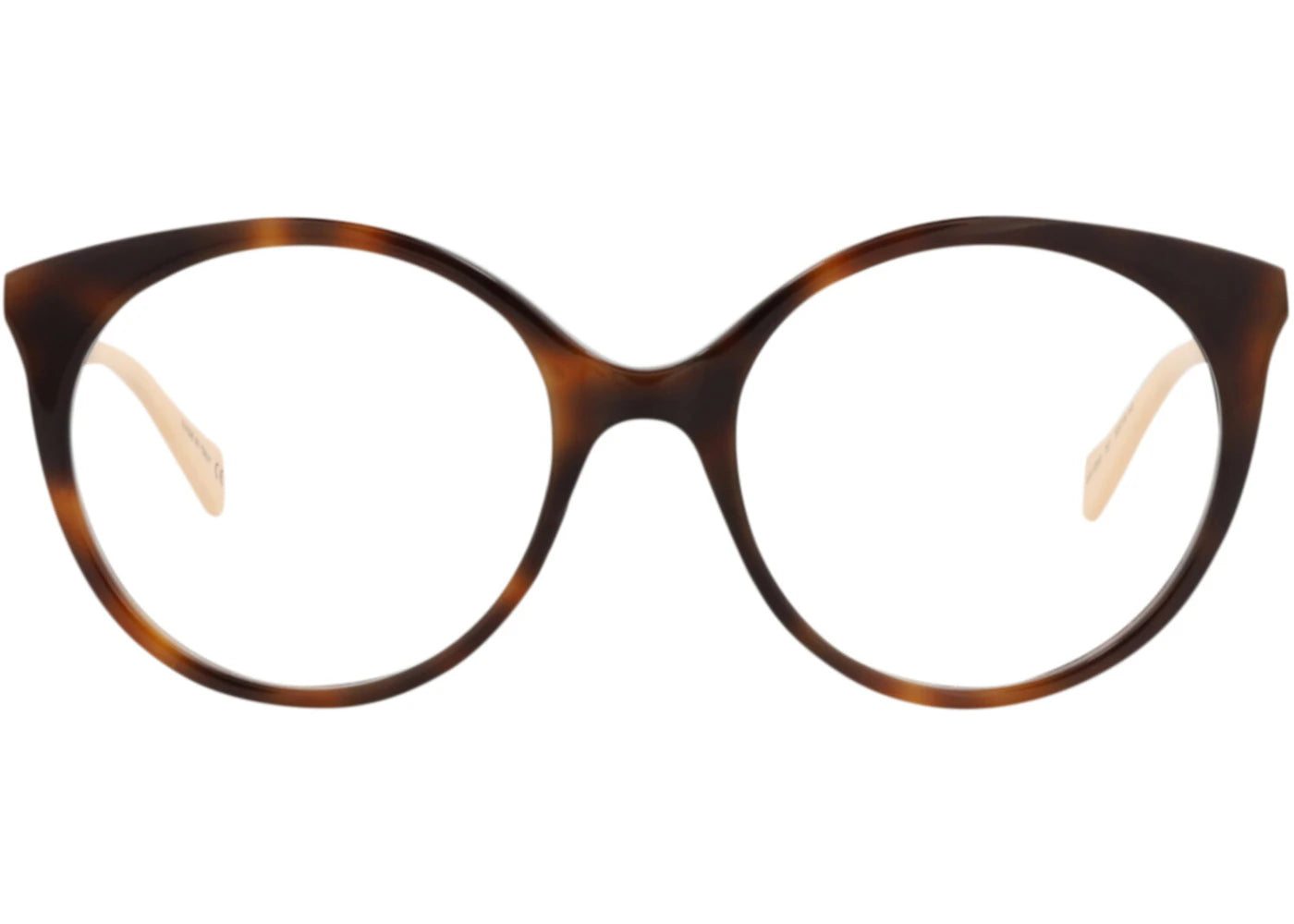 Gucci runde optische Brillenfassung aus Acetat, Havanna-Gold, transparent