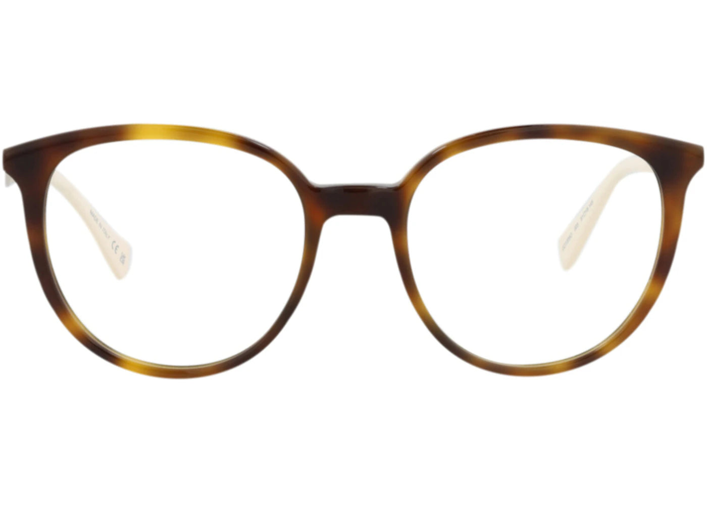 Gucci runde optische Brillenfassung aus Acetat, Havanna-Silber, transparent