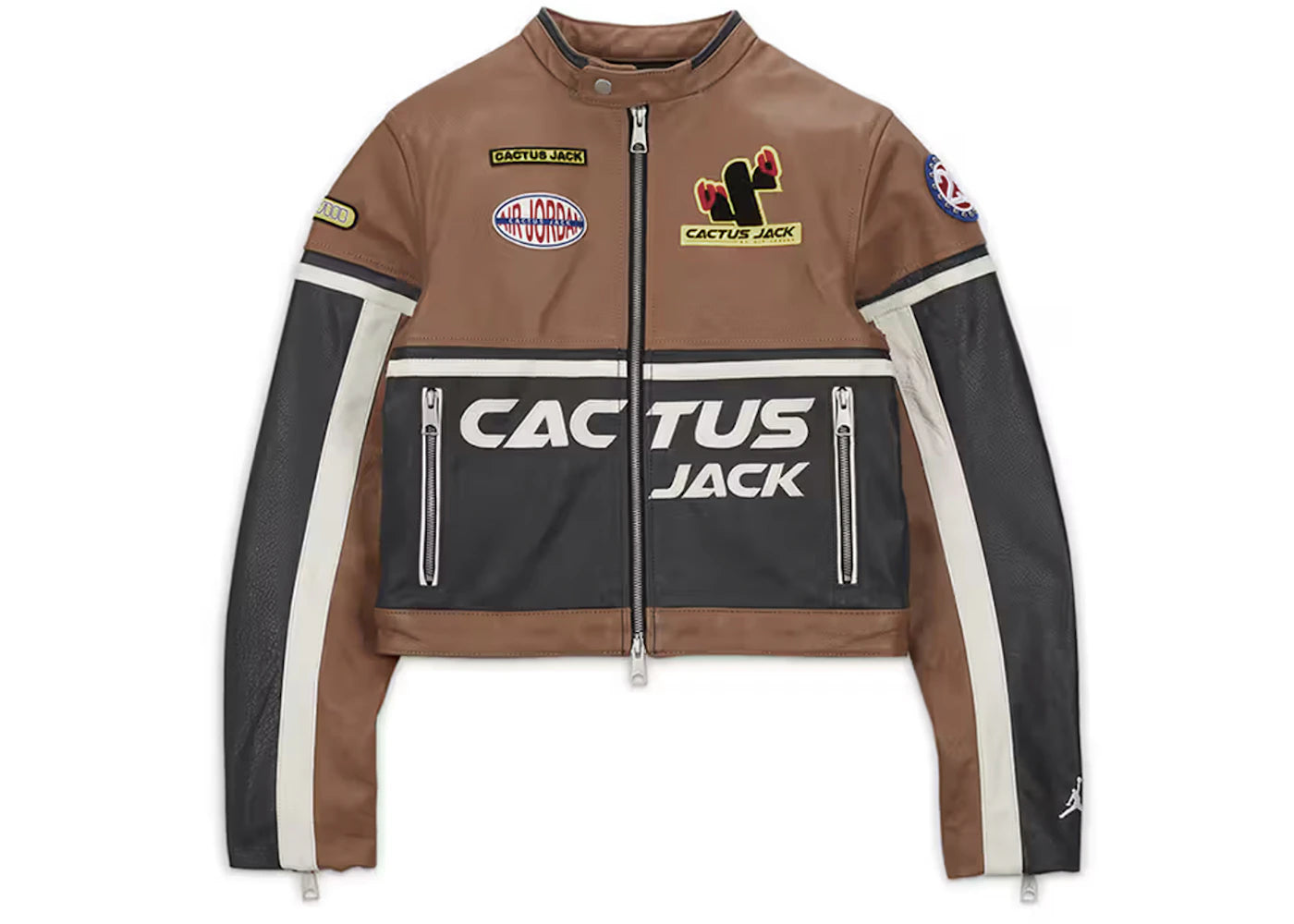 Jordan x Travis Scott Cactus Jack Damen-Lederjacke Archäo-Braun