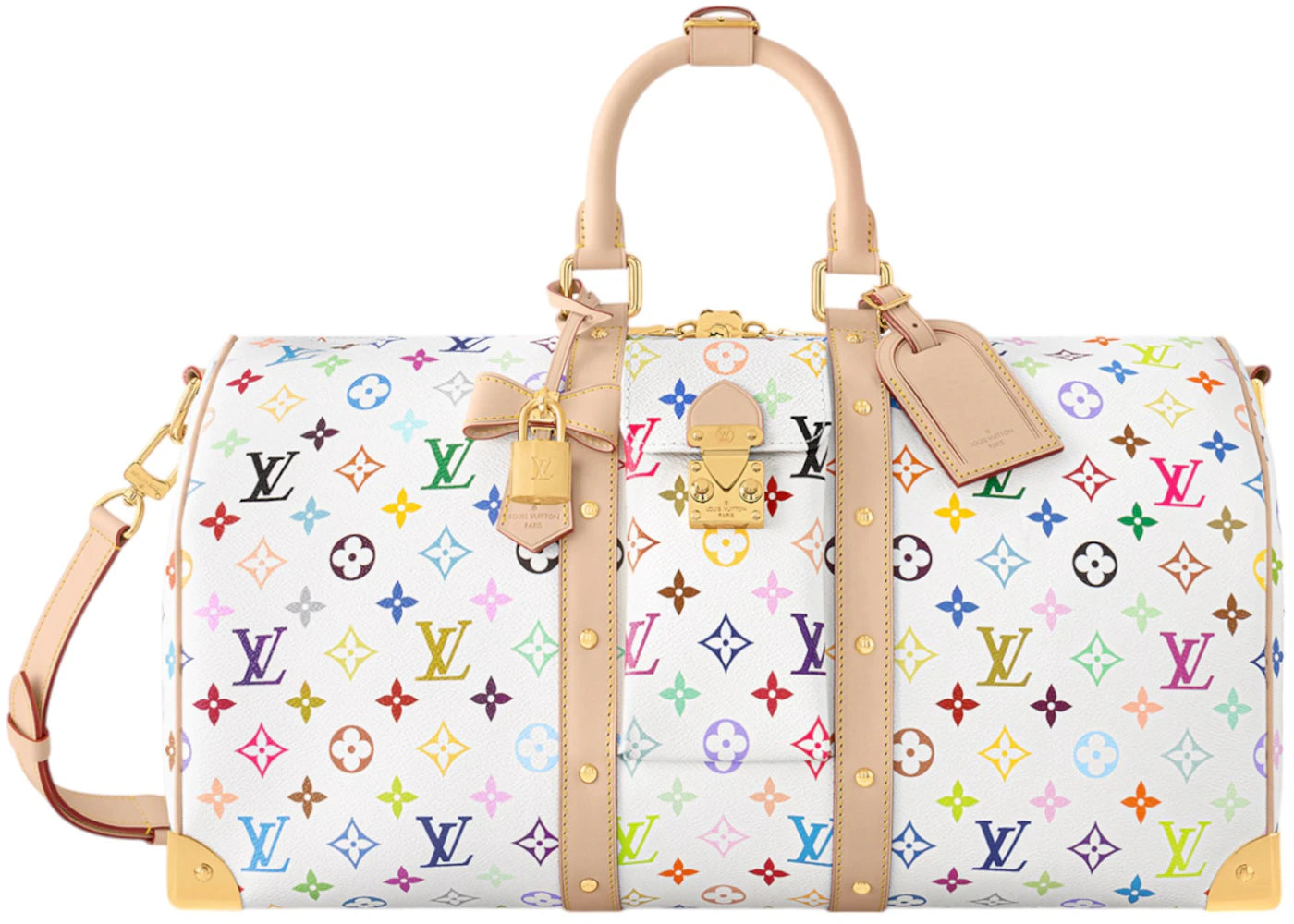 Louis Vuitton x Takashi Murakami Keepall Bandouliere 45 Blanc Multicolore