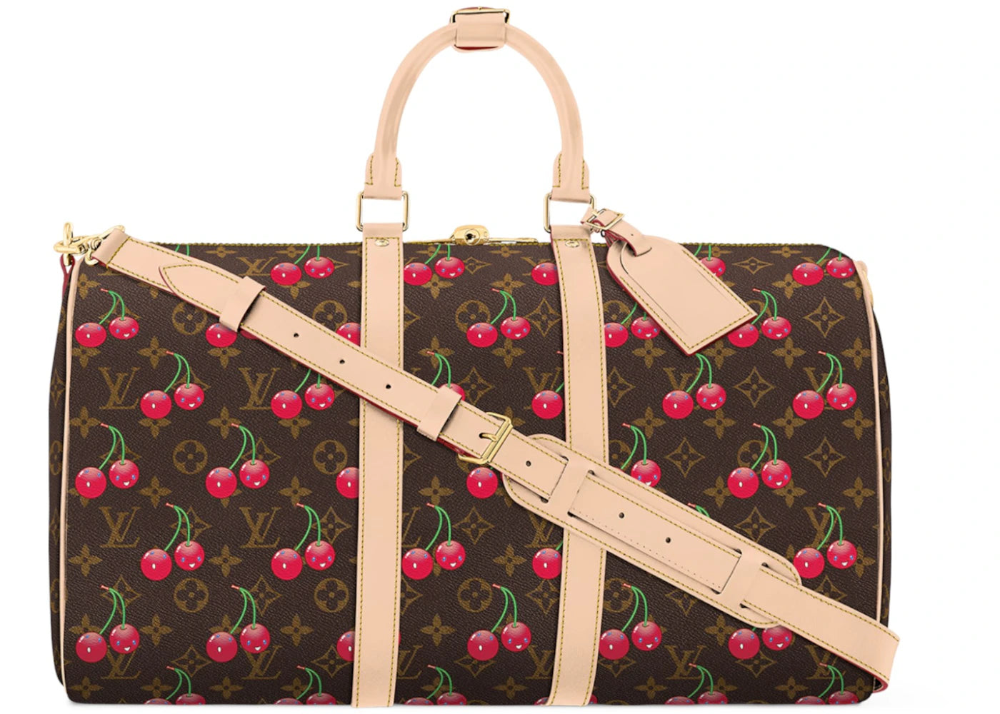 Louis Vuitton x Takashi Murakami Cherry Keepall Bandouliere 45 Brown Monogram