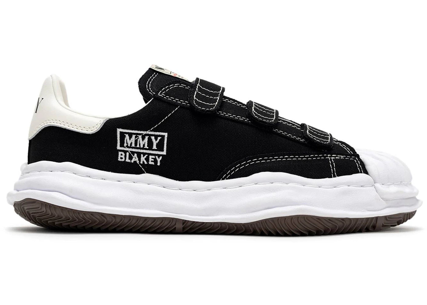 Maison Mihara Yasuhiro Blakey OG Sole Canvas Low Velcro Schwarz Weiß
