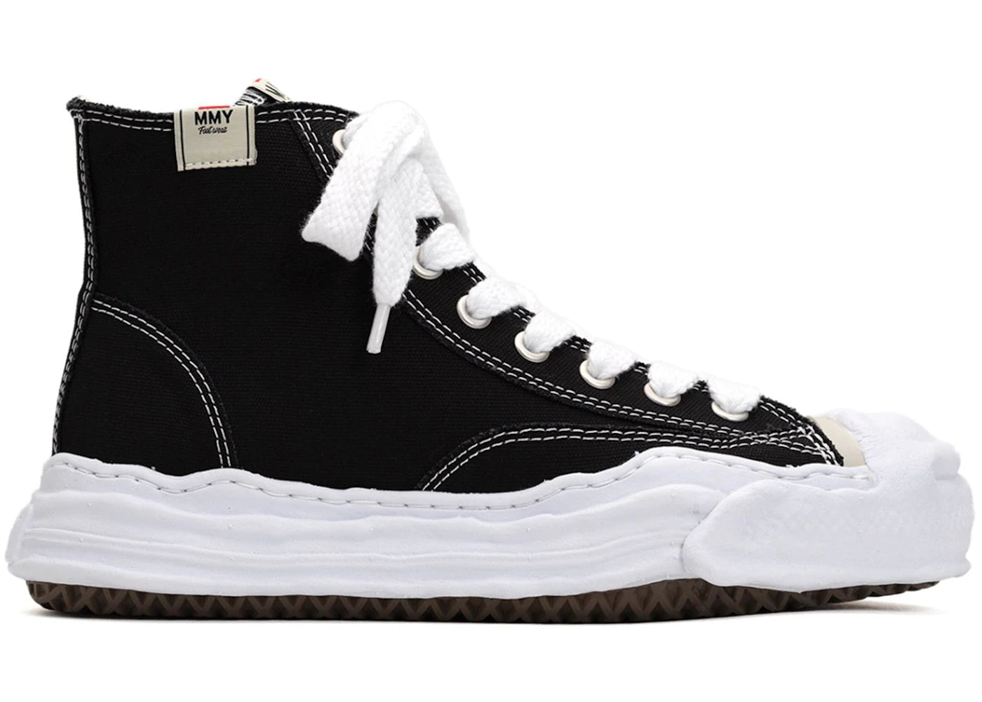 Maison Mihara Yasuhiro Hank OG Sole Canvas Hi Schwarz Weiß