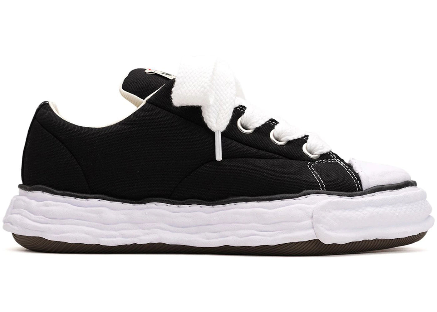 Maison Mihara Yasuhiro Peterson 23 OG Sohle Gepolsterter Canvas Low Schwarz Weiß