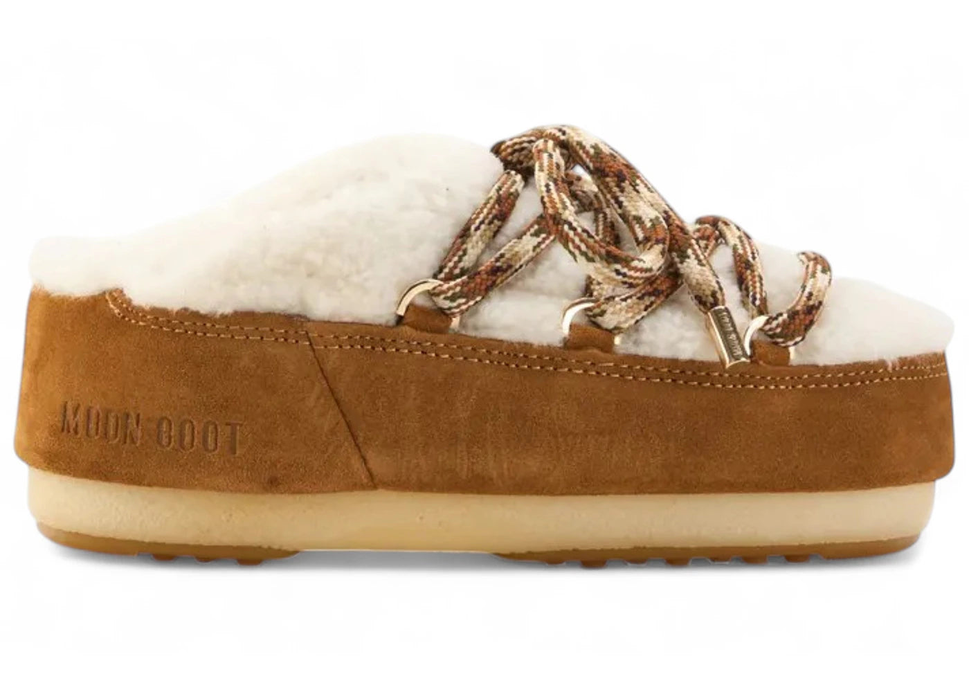 Moon Boot Mule Fourrure Synthétique Whisky Crème