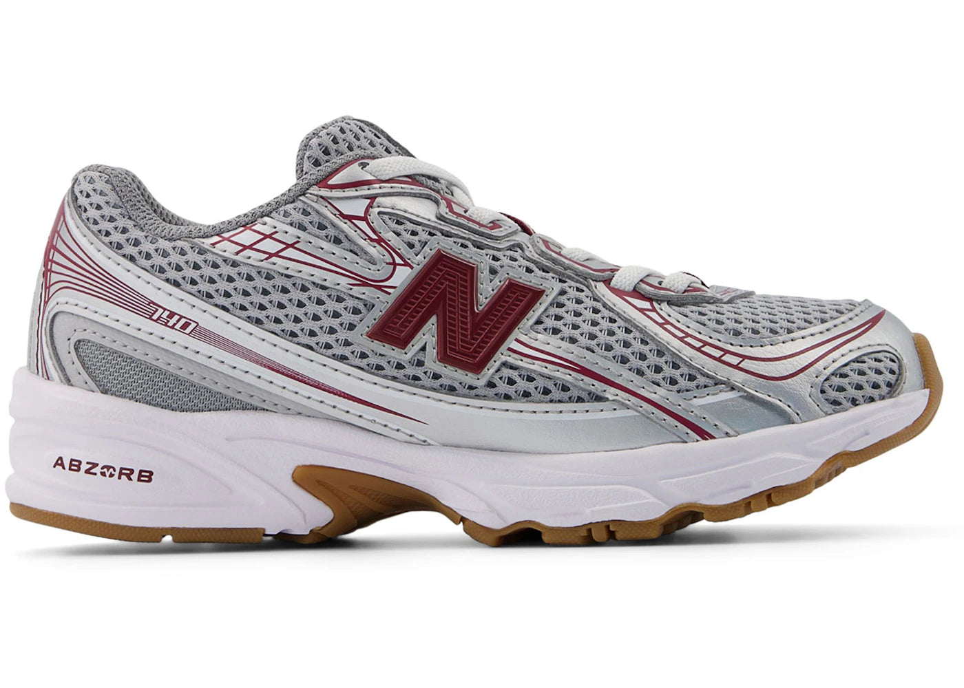 New Balance 740 Bungee Lace Silber Metallic Monarch Burgunderrot