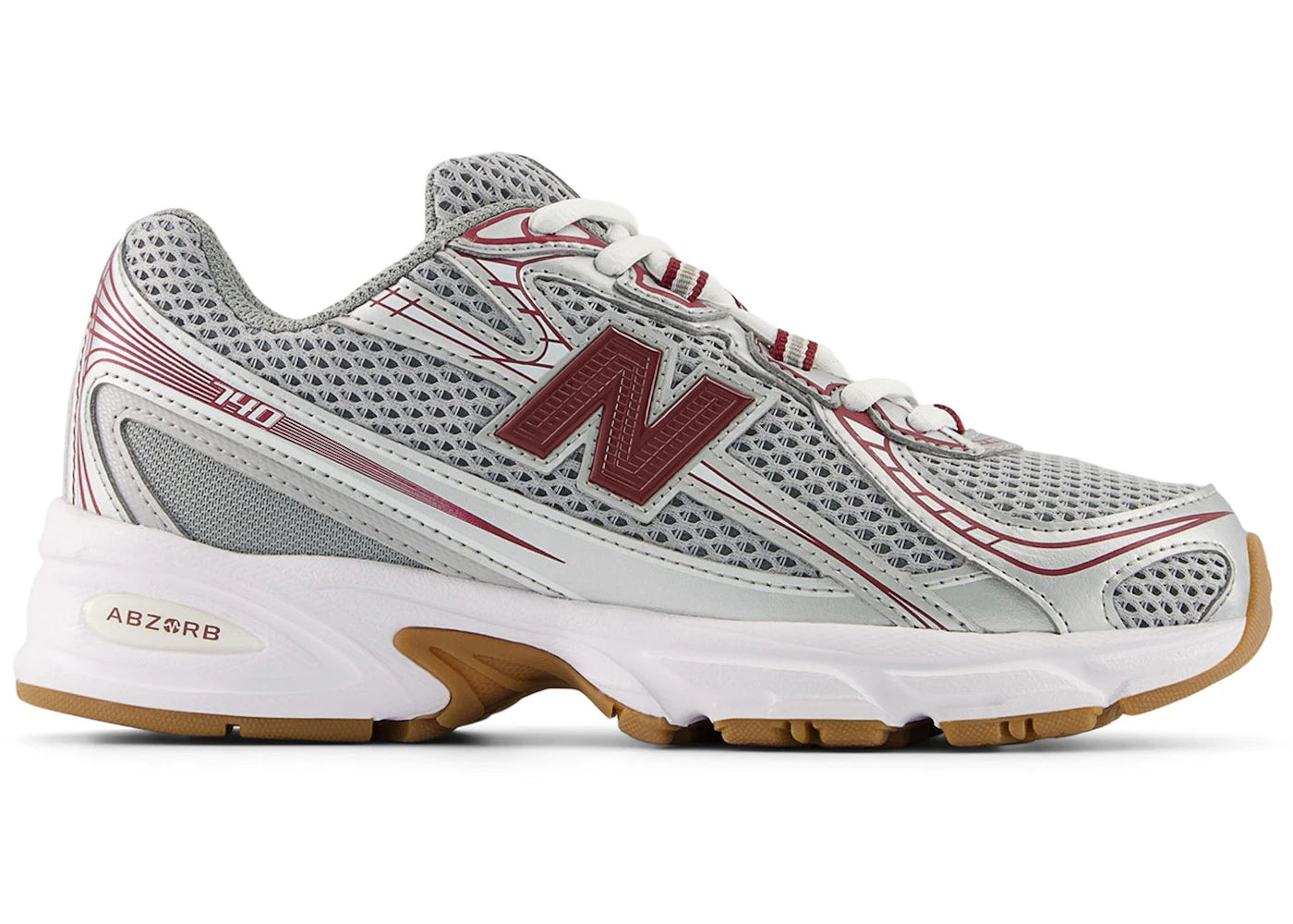 New Balance 740 Silver Metalic Monarch Burgundy