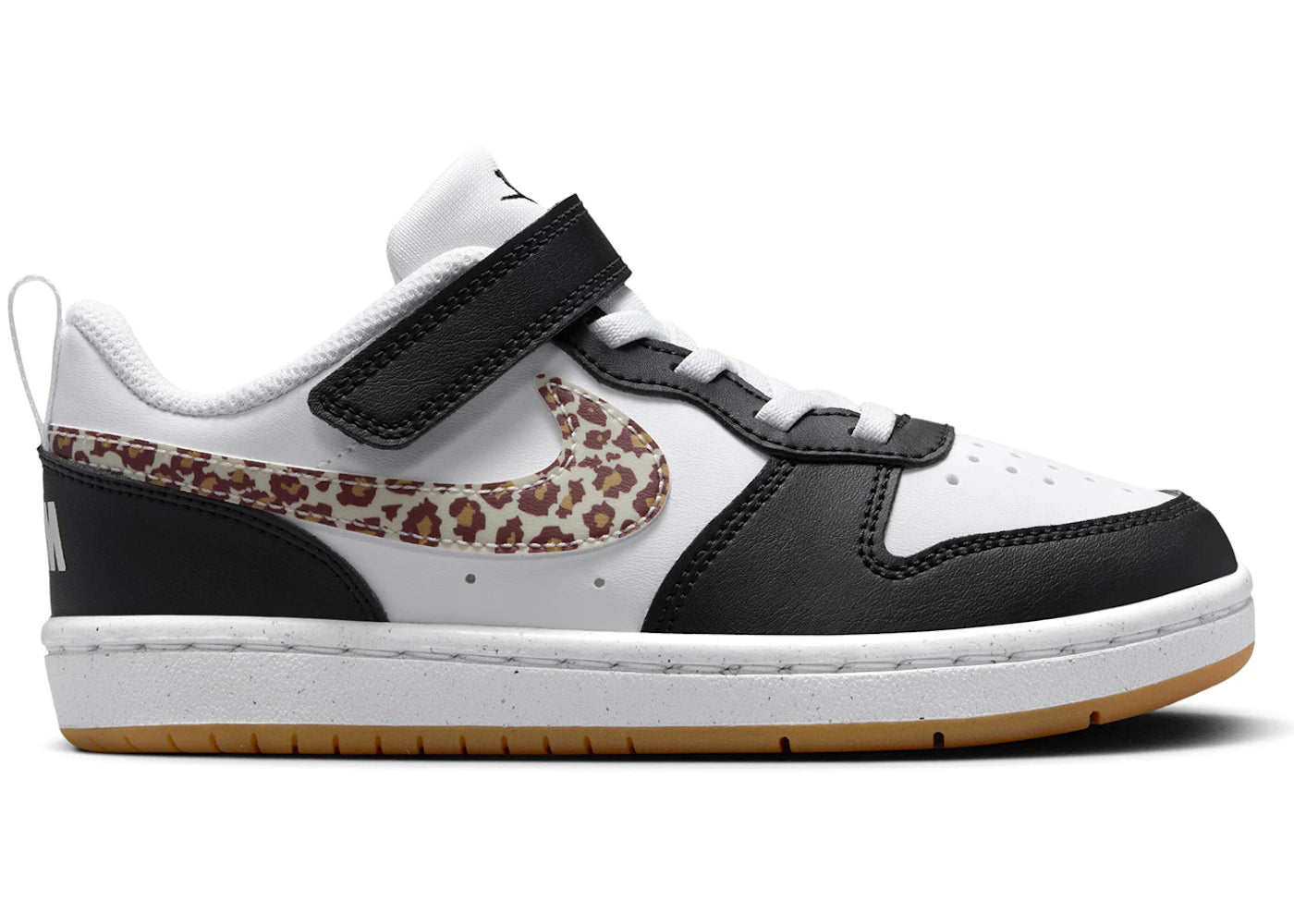 Nike Court Borough Low Noir Blanc Imprimé Léopard Swoosh