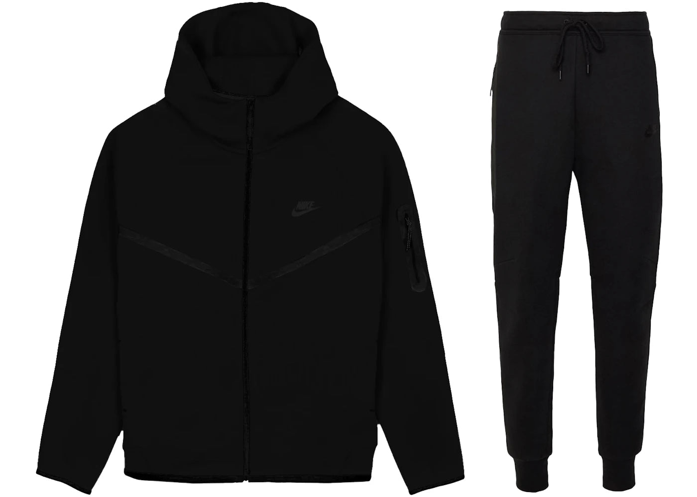 Nike Sportswear Tech Fleece Windrunner Hoodie & Hose Set mit durchgehendem Reißverschluss, Schwarz/Schwarz