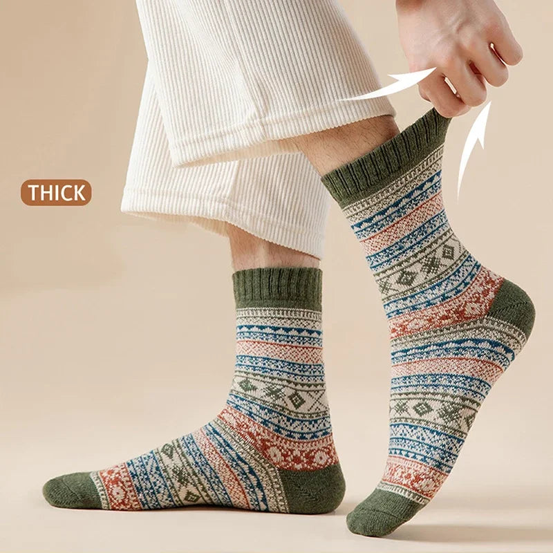Chaussettes d'hiver en laine par Mr. Sneakerseller – Lot de 5 paires de chaussettes épaisses et chaudes style rétro