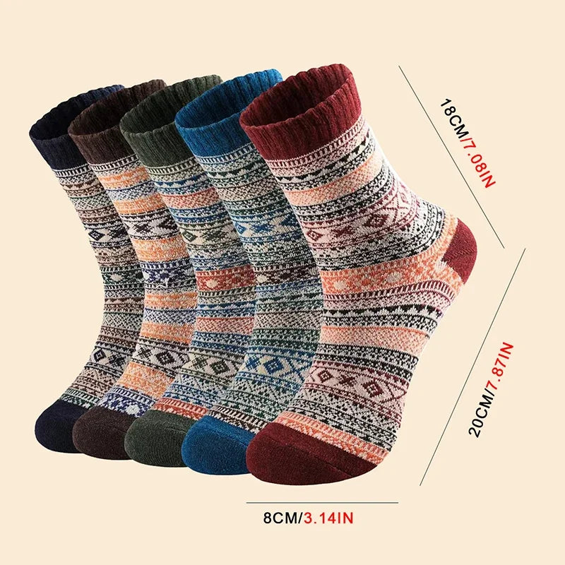Chaussettes d'hiver en laine par Mr. Sneakerseller – Lot de 5 paires de chaussettes épaisses et chaudes style rétro