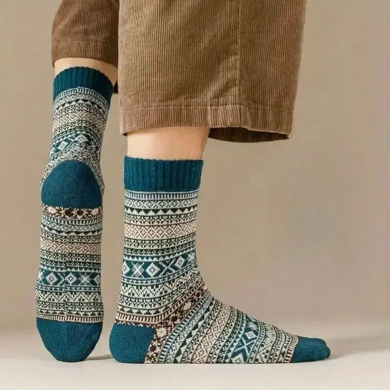 Chaussettes d'hiver en laine par Mr. Sneakerseller – Lot de 5 paires de chaussettes épaisses et chaudes style rétro