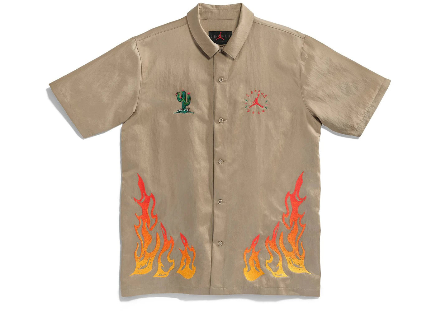 Travis Scott Cactus Jack x Jordan Hemd Khaki/University Red