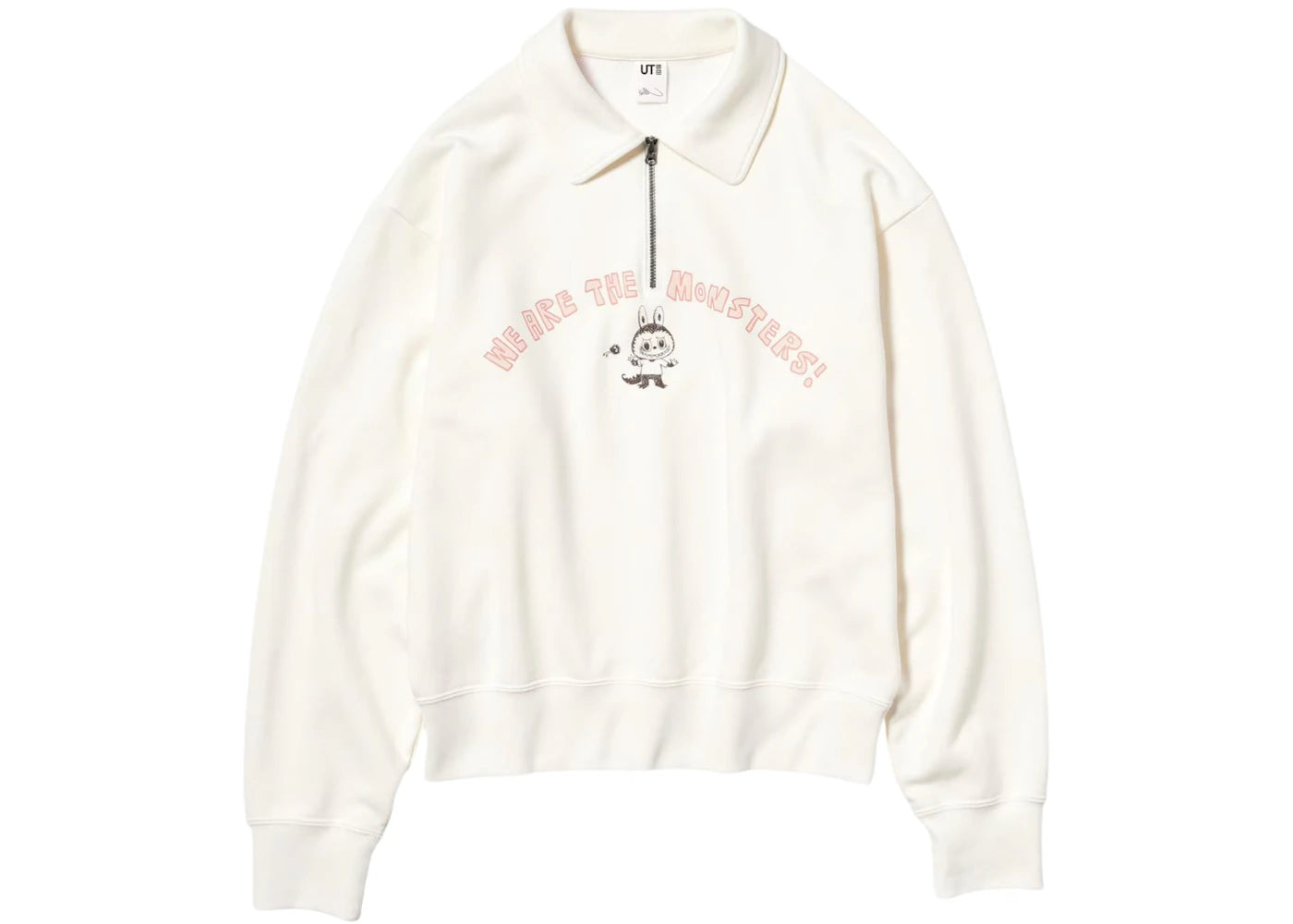 Sweat-shirt Femme à Demi-Zip Uniqlo x POP MART The Monsters Blanc Cassé