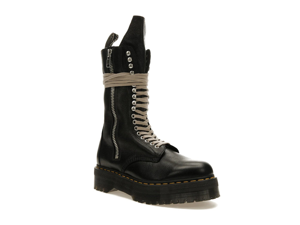 Dr. Martens 1918 Quad Ledersohle, wadenlanger Stiefel, Rick Owens, Schwarz