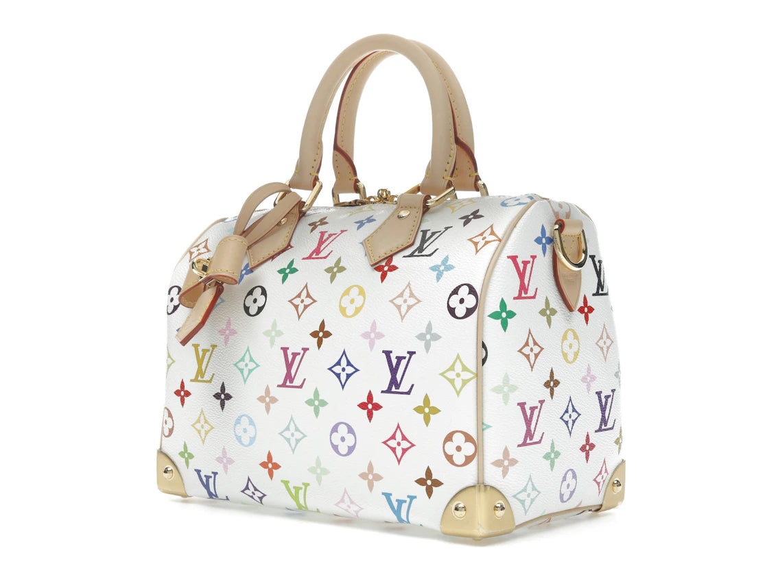 Louis Vuitton x Takashi Murakami Speedy Bandouliere 25 Weiß Mehrfarbig
