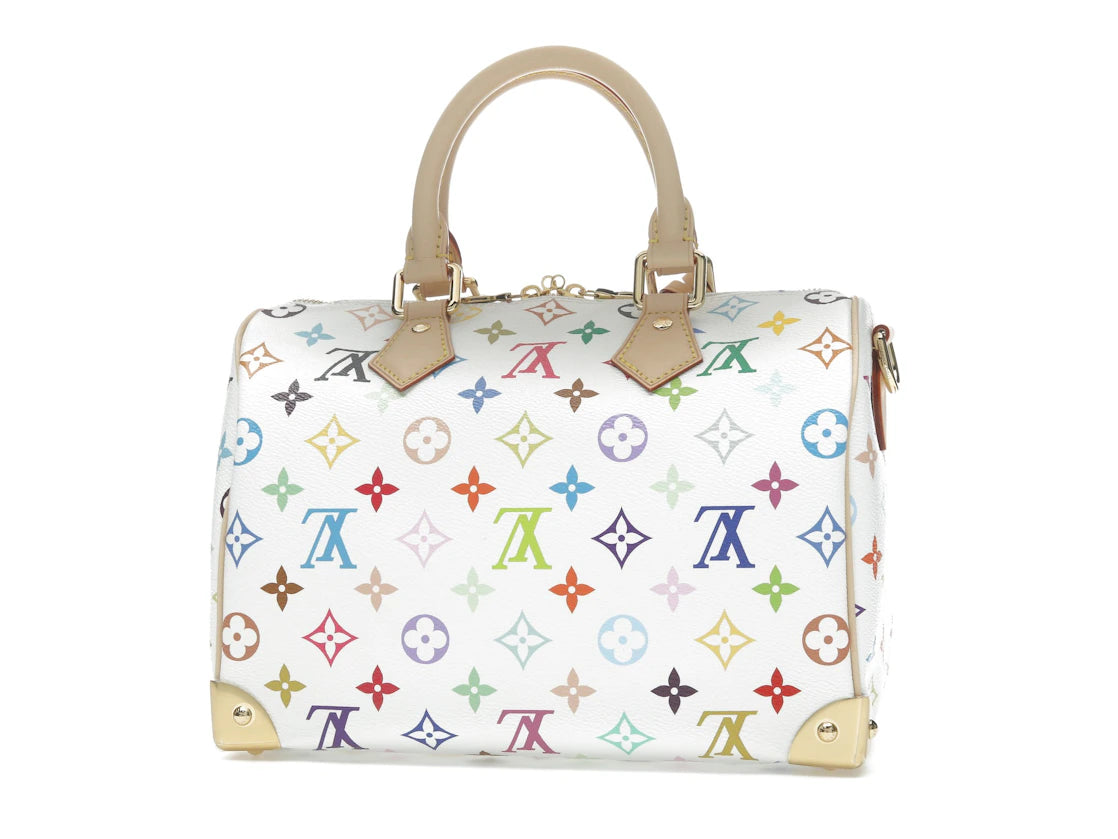 Louis Vuitton x Takashi Murakami Speedy Bandouliere 25 Weiß Mehrfarbig