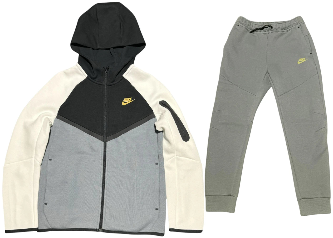 Ensemble sweat à capuche zippé et jogging Nike Sportswear Tech Fleece pour enfant Gris/Blanc